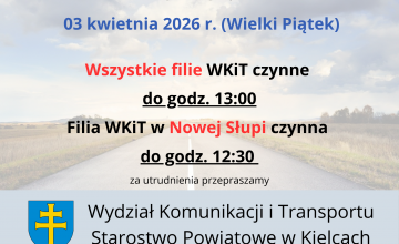 Zmiana godzin pracy filii WKiT w Wielki Piątek